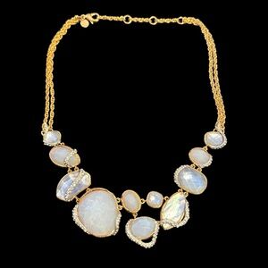 Alexis Bittar Rose Gold and Natural Stone with Silver Crystal Necklace